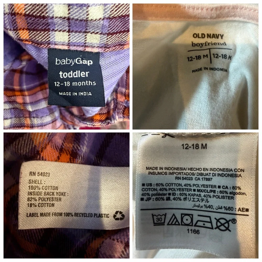 Baby GAP Girls Purple Plaid Shirt and Old Navy Layering Tee Shirt